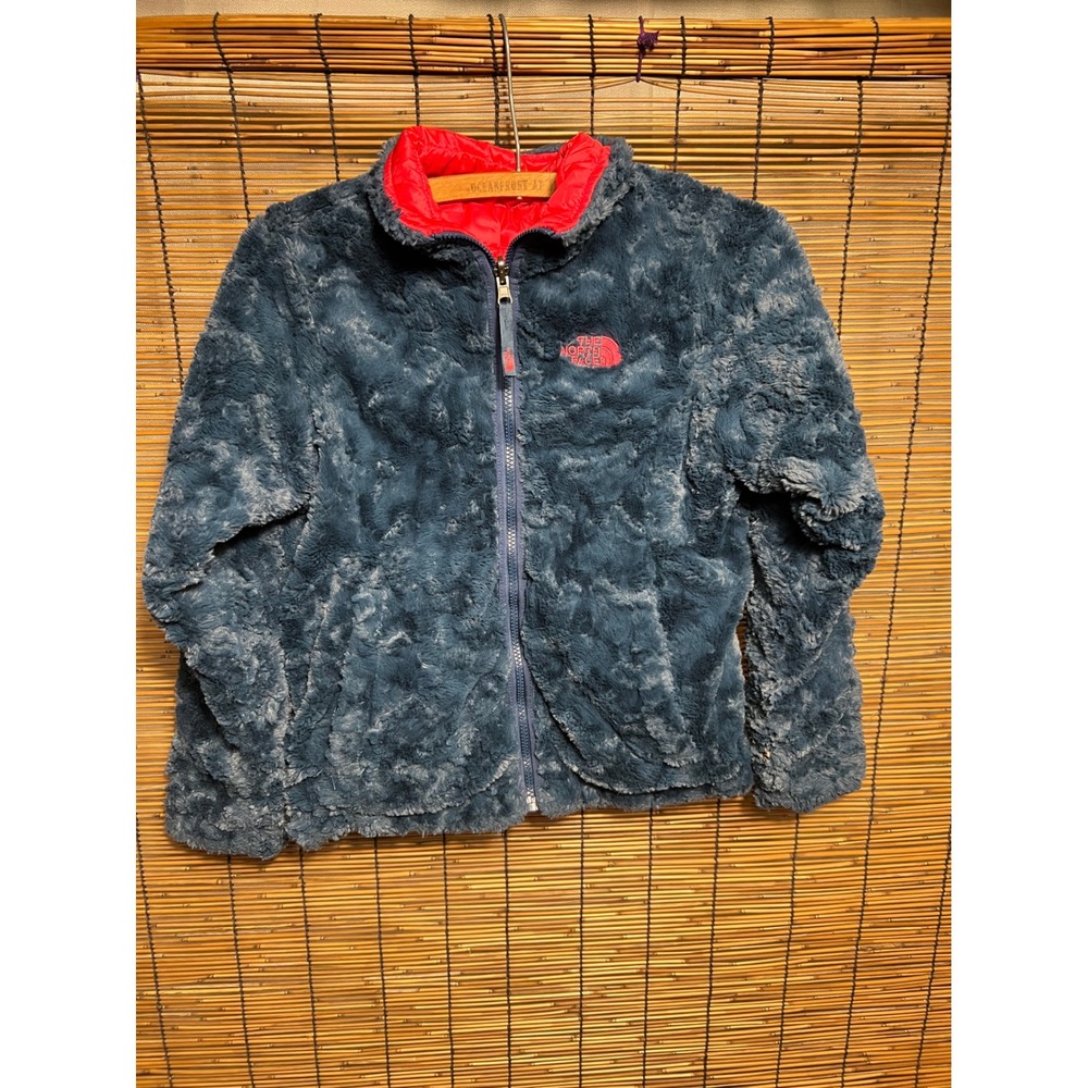 The North Face Girls S Blue Reversible High Pile Fleece Quilted Jacket Pink